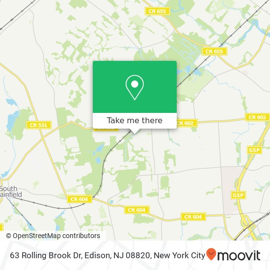 Mapa de 63 Rolling Brook Dr, Edison, NJ 08820