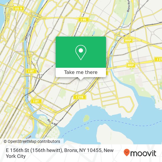 Mapa de E 156th St (156th hewitt), Bronx, NY 10455