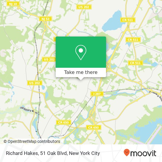 Mapa de Richard Hakes, 51 Oak Blvd