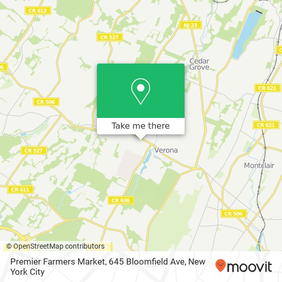 Mapa de Premier Farmers Market, 645 Bloomfield Ave