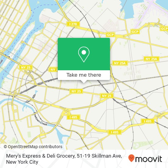 Mapa de Mery's Express & Deli Grocery, 51-19 Skillman Ave