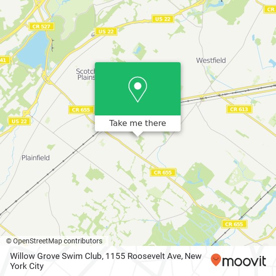 Mapa de Willow Grove Swim Club, 1155 Roosevelt Ave