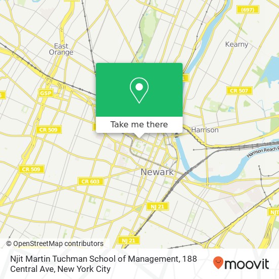 Mapa de Njit Martin Tuchman School of Management, 188 Central Ave