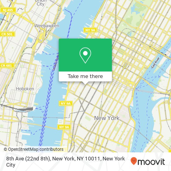 Mapa de 8th Ave (22nd 8th), New York, NY 10011