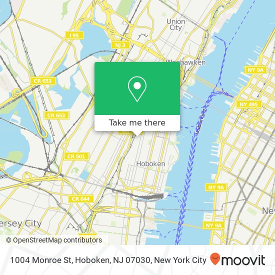 Mapa de 1004 Monroe St, Hoboken, NJ 07030