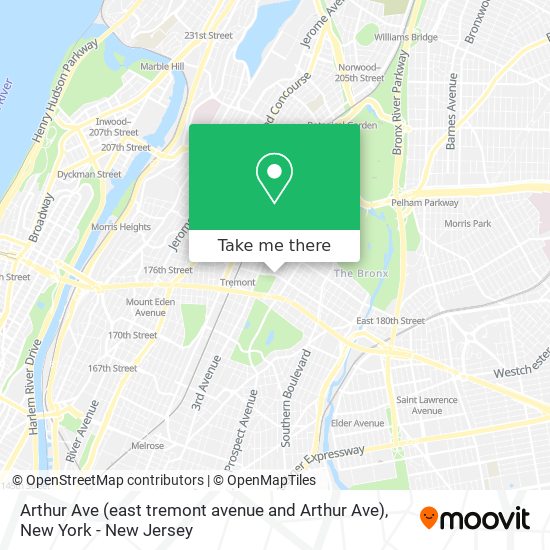 Mapa de Arthur Ave (east tremont avenue and Arthur Ave)