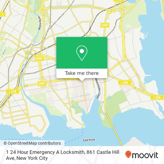 Mapa de 1 24 Hour Emergency A Locksmith, 861 Castle Hill Ave