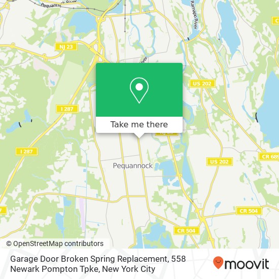 Mapa de Garage Door Broken Spring Replacement, 558 Newark Pompton Tpke