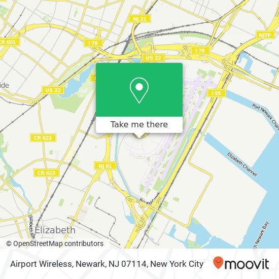 Mapa de Airport Wireless, Newark, NJ 07114