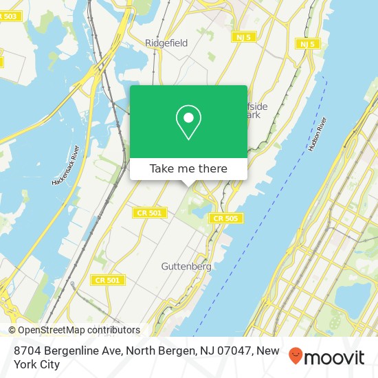 Mapa de 8704 Bergenline Ave, North Bergen, NJ 07047