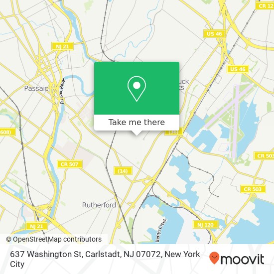 Mapa de 637 Washington St, Carlstadt, NJ 07072