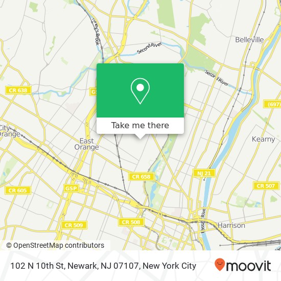 Mapa de 102 N 10th St, Newark, NJ 07107