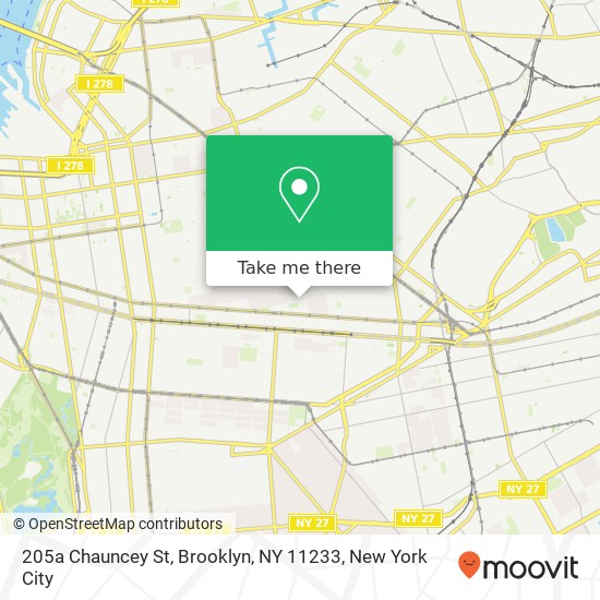 Mapa de 205a Chauncey St, Brooklyn, NY 11233