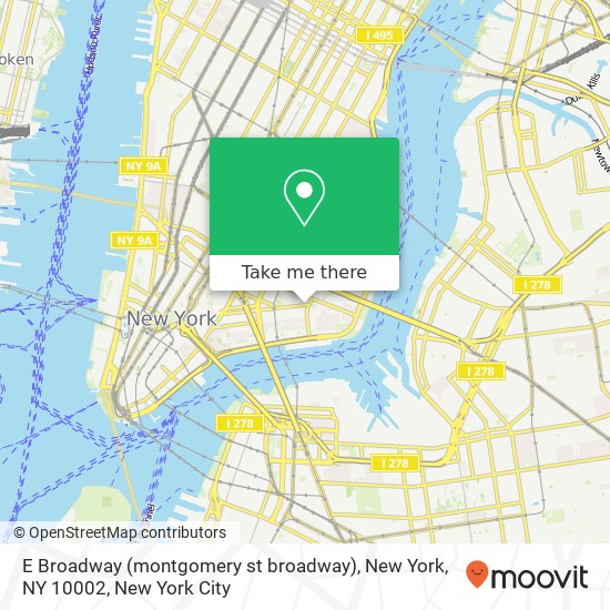 Mapa de E Broadway (montgomery st broadway), New York, NY 10002