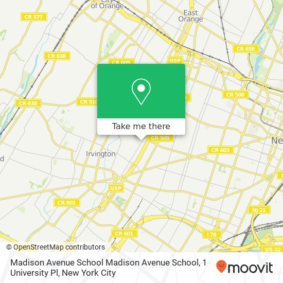 Mapa de Madison Avenue School Madison Avenue School, 1 University Pl