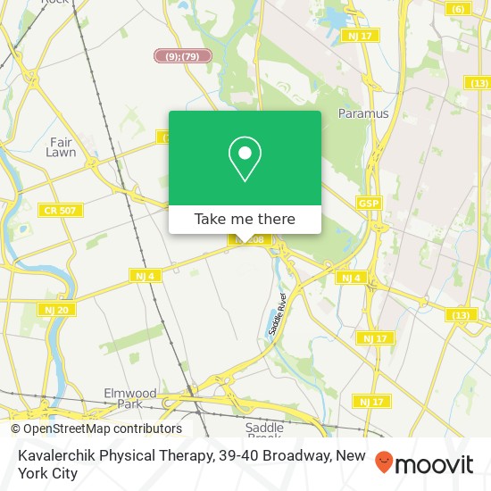 Kavalerchik Physical Therapy, 39-40 Broadway map