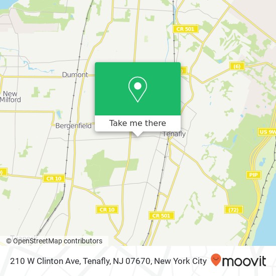 Mapa de 210 W Clinton Ave, Tenafly, NJ 07670