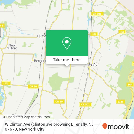 Mapa de W Clinton Ave (clinton ave browning), Tenafly, NJ 07670