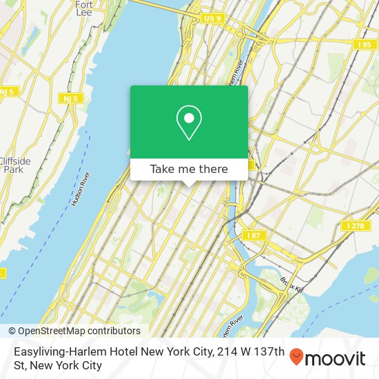 Mapa de Easyliving-Harlem Hotel New York City, 214 W 137th St