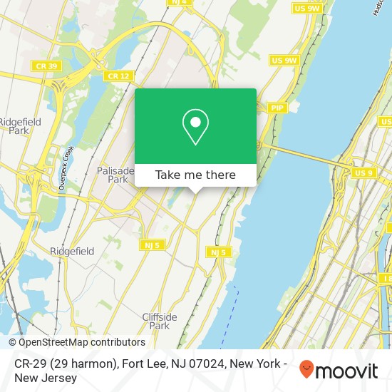 Mapa de CR-29 (29 harmon), Fort Lee, NJ 07024