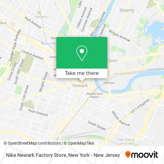 Nike Newark Factory Store map