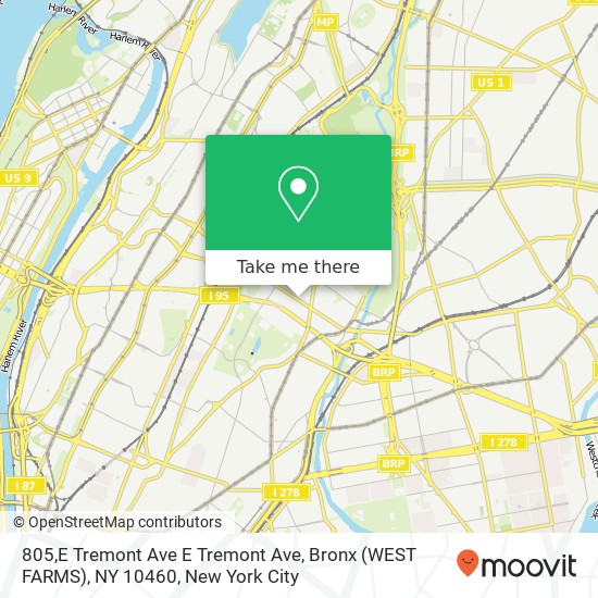 Mapa de 805,E Tremont Ave E Tremont Ave, Bronx (WEST FARMS), NY 10460