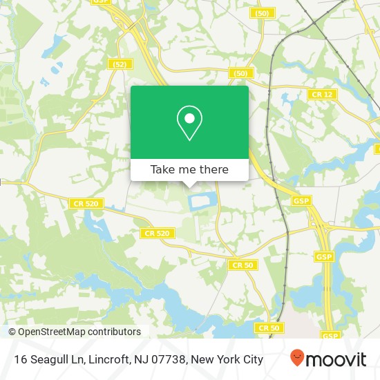 Mapa de 16 Seagull Ln, Lincroft, NJ 07738