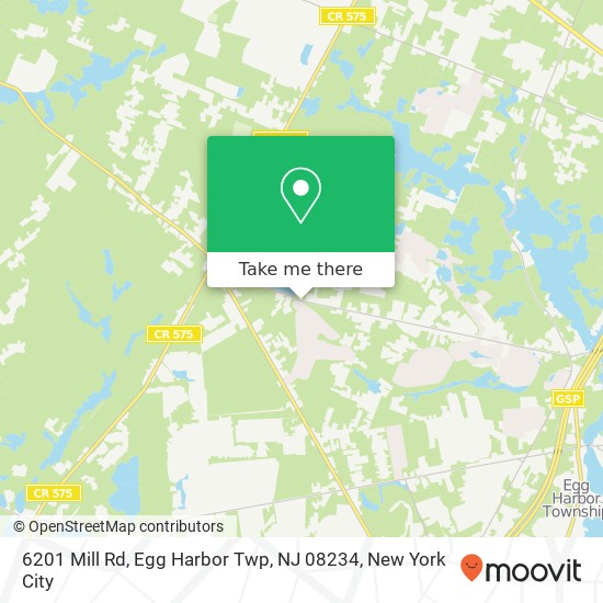 Mapa de 6201 Mill Rd, Egg Harbor Twp, NJ 08234