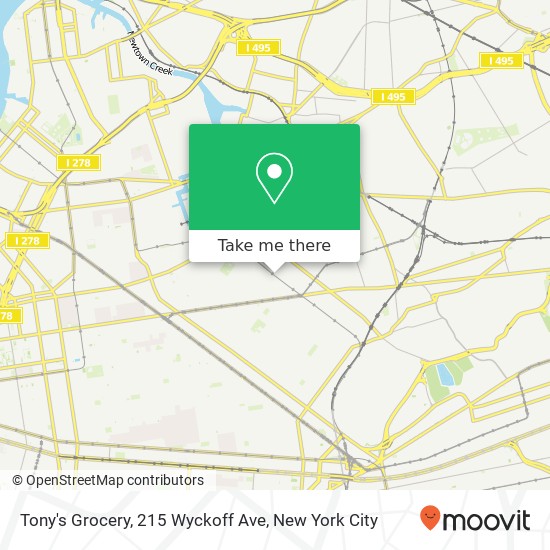 Mapa de Tony's Grocery, 215 Wyckoff Ave