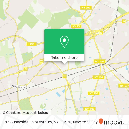 Mapa de 82 Sunnyside Ln, Westbury, NY 11590