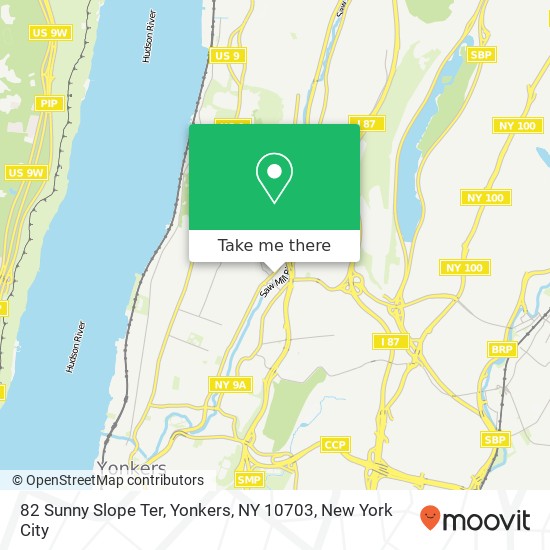 Mapa de 82 Sunny Slope Ter, Yonkers, NY 10703