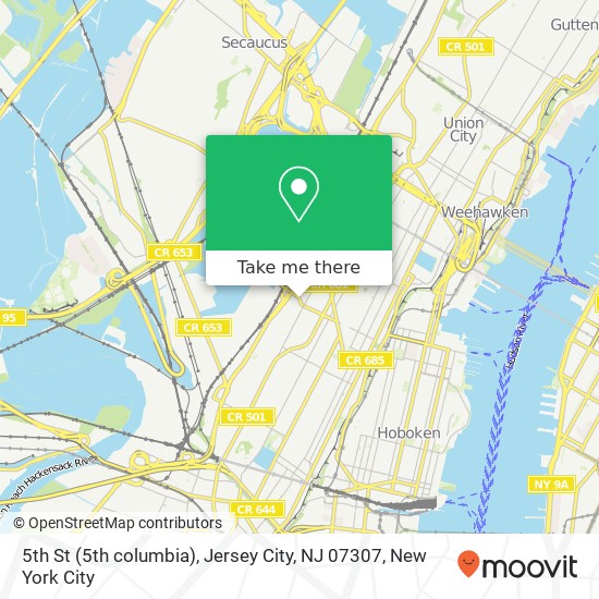 Mapa de 5th St (5th columbia), Jersey City, NJ 07307