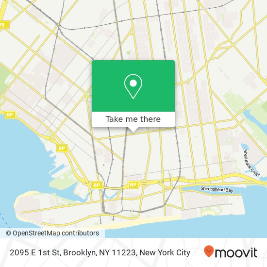 Mapa de 2095 E 1st St, Brooklyn, NY 11223