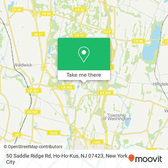 Mapa de 50 Saddle Ridge Rd, Ho-Ho-Kus, NJ 07423