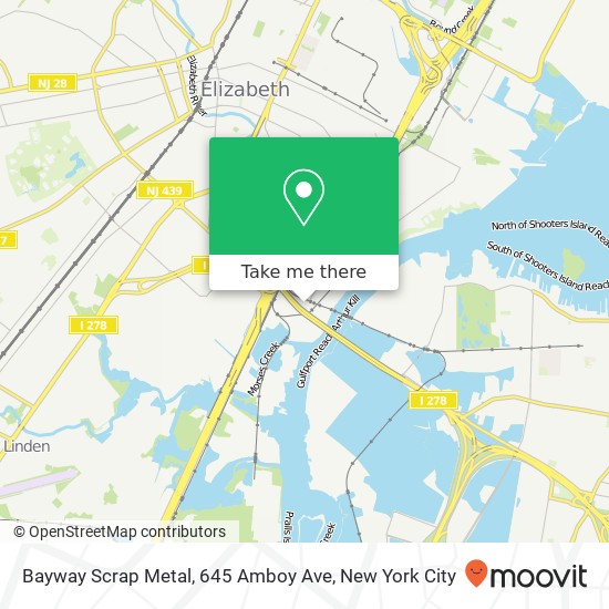 Mapa de Bayway Scrap Metal, 645 Amboy Ave