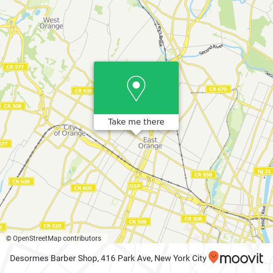 Mapa de Desormes Barber Shop, 416 Park Ave