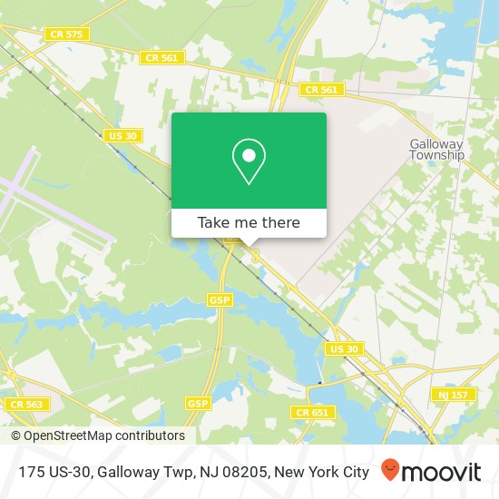 Mapa de 175 US-30, Galloway Twp, NJ 08205