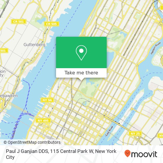 Paul J Ganjian DDS, 115 Central Park W map