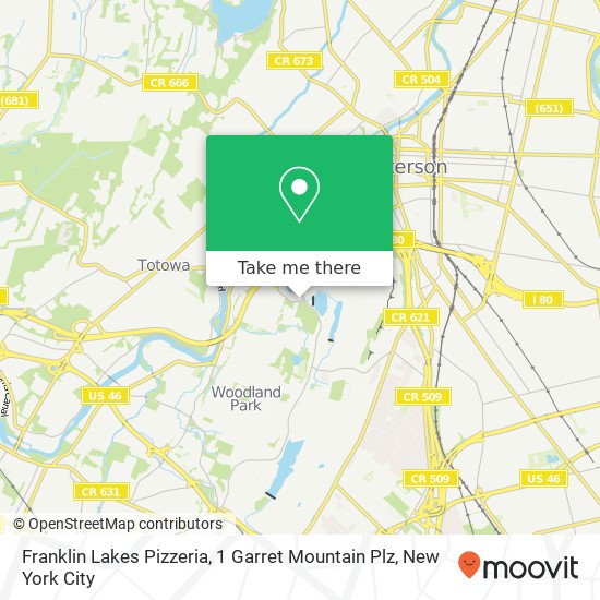 Mapa de Franklin Lakes Pizzeria, 1 Garret Mountain Plz