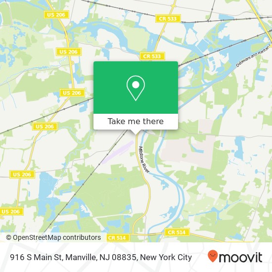 Mapa de 916 S Main St, Manville, NJ 08835