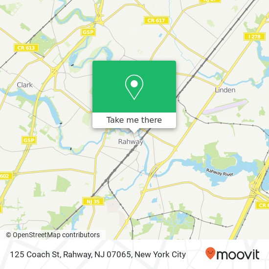 Mapa de 125 Coach St, Rahway, NJ 07065