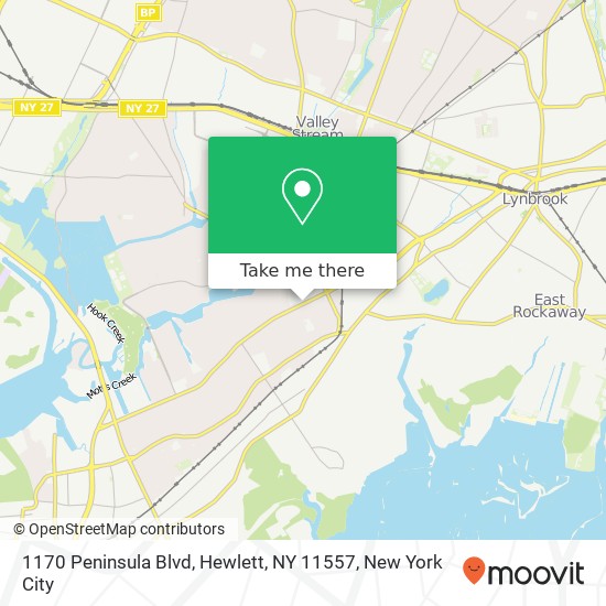 Mapa de 1170 Peninsula Blvd, Hewlett, NY 11557