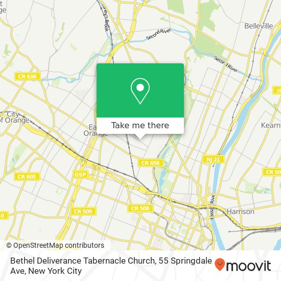 Mapa de Bethel Deliverance Tabernacle Church, 55 Springdale Ave