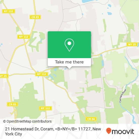 21 Homestead Dr, Coram, <B>NY< / B> 11727 map