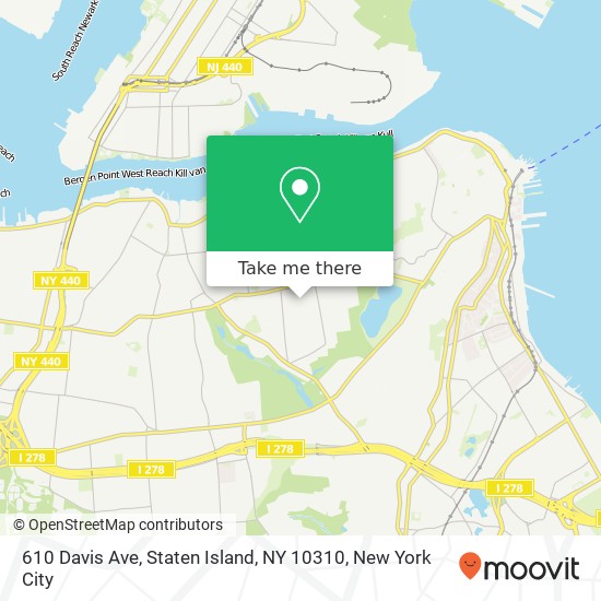 Mapa de 610 Davis Ave, Staten Island, NY 10310