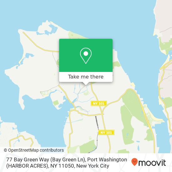 Mapa de 77 Bay Green Way (Bay Green Ln), Port Washington (HARBOR ACRES), NY 11050