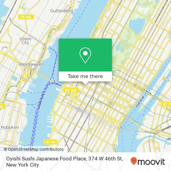 Oyishi Sushi Japanese Food Place, 374 W 46th St map