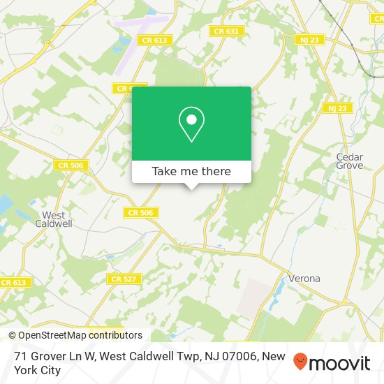 Mapa de 71 Grover Ln W, West Caldwell Twp, NJ 07006