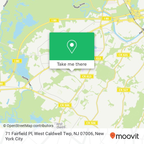 Mapa de 71 Fairfield Pl, West Caldwell Twp, NJ 07006