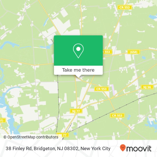 Mapa de 38 Finley Rd, Bridgeton, NJ 08302